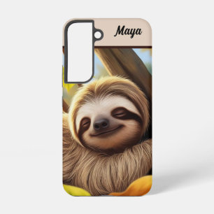 Custom Cute Baby Sloth Sleeping in tree in fall Samsung Galaxy Case
