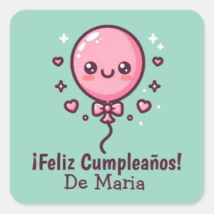Custom Cute Balloon Cumpleaños Birthday Stickers