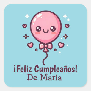 Custom Cute Balloon Cumpleaños Birthday Stickers
