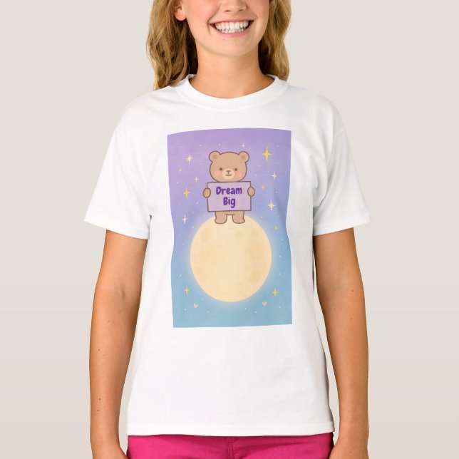 Custom Cute Bear Moon T-Shirt (Front)