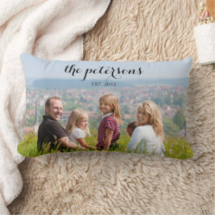 Custom Cute Beautiful Smiling Family Photo College Lumbar Cushion