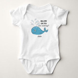 Custom Cute Blue Whale Blow Outs Are Coming Baby Bodysuit