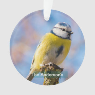 Custom Cute Blue Yellow Bird Photo Personalised Ornament
