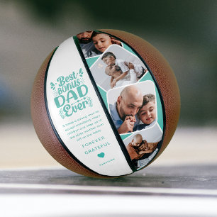 Custom Cute Bonus Dad 4 Photo & Quote Father Gift Basketball