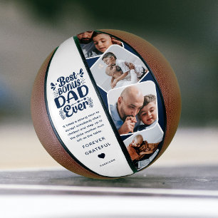 Custom Cute Bonus Dad 4 Photo & Quote Father Gift Basketball