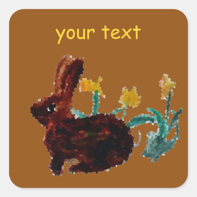 Custom Cute Bunny Rabbit Daffodil Square Sticker (Front)