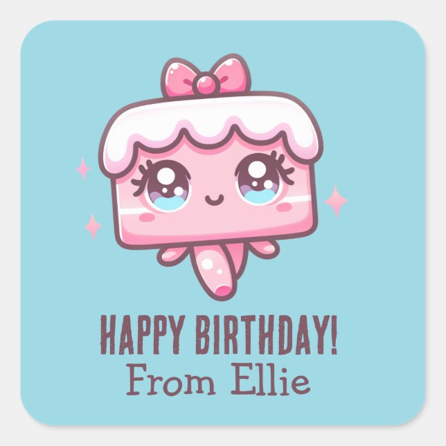Custom Cute Cake Birthday Stickers (Front)