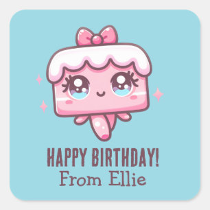 Custom Cute Cake Birthday Stickers
