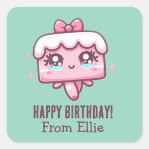 Custom Cute Cake Birthday Stickers