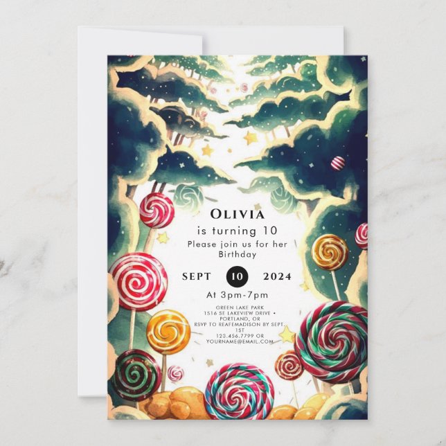  Custom Cute Candyland Birthday Invitation (Front)