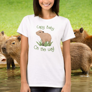 Custom Cute Capybara Capy Baby Mummy To Be  T-Shirt