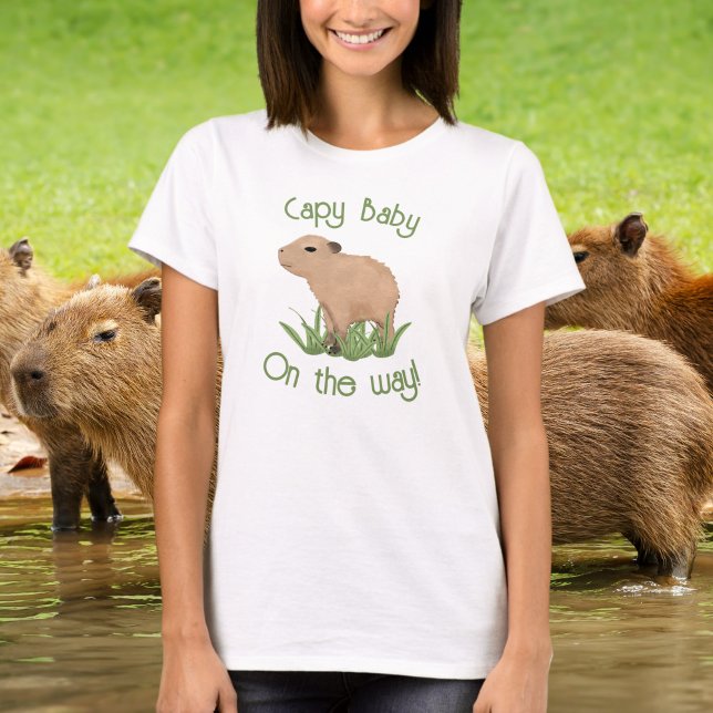 Custom Cute Capybara Capy Baby Mummy To Be  T-Shirt (Creator Uploaded)