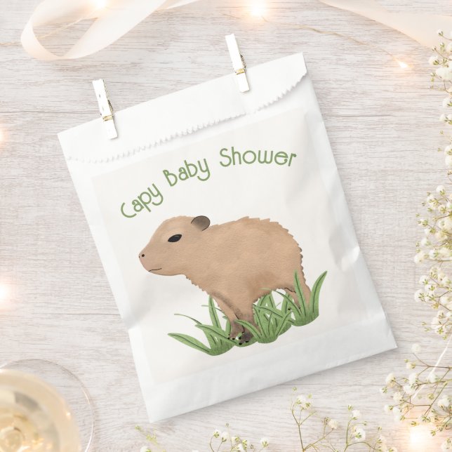 Custom Cute Capybara Pun Capy Baby Shower  Favour Bags (Clipped)