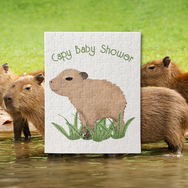 Custom Cute Capybara Pun Capy Baby Shower  Jigsaw Puzzle (Creator Uploaded)
