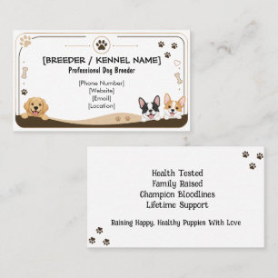 Custom Cute Cartoon Dog Breeder Business Card