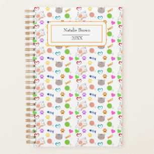 Custom Cute Cat Pattern Planner Personalised Name