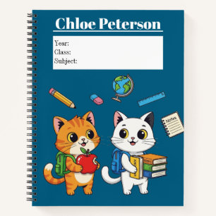 Custom Cute Cats Back-to-School Personalised Notebook