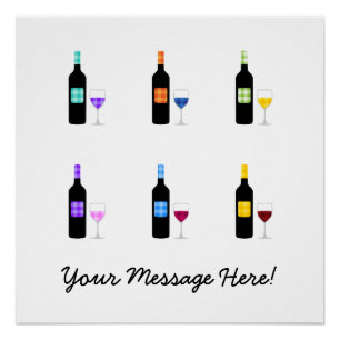 Custom Cute Chequered Country Wine Bottle Poster