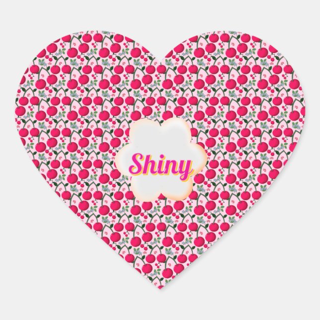 Custom cute cherry pattern  heart sticker (Front)