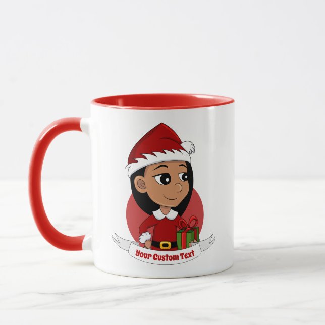Custom cute Christmas girl cartoon Mug (Left)