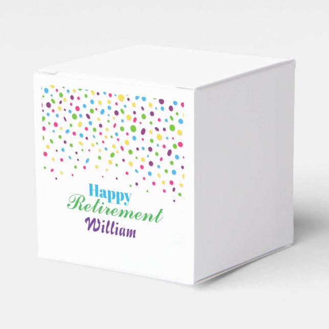 Custom Cute Colourful confetti Happy Retirement  Favour Box (Front Side)