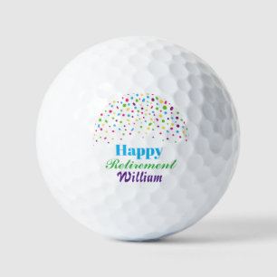 Custom Cute Colourful Confetti Happy Retirement  Golf Balls