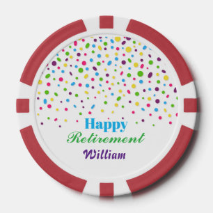 Custom Cute Colourful Confetti Happy Retirement Poker Chips