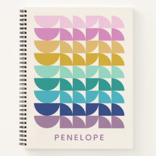 Custom Cute Colourful Geometric Monogram Name Fun Notebook