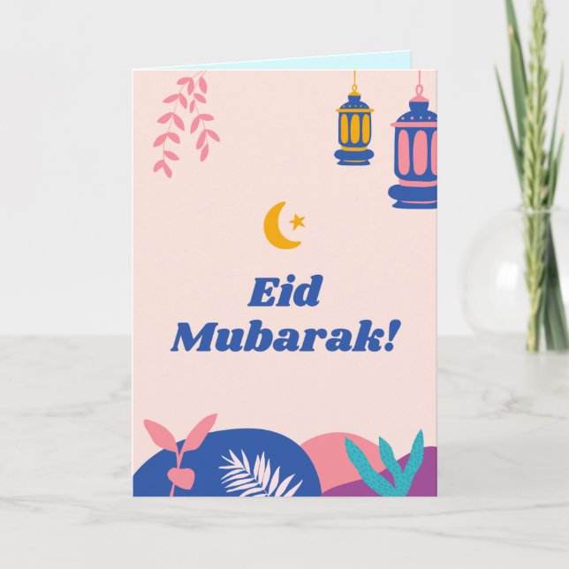 Custom Cute Colourful Modern Eid Mubarak Card (Front)