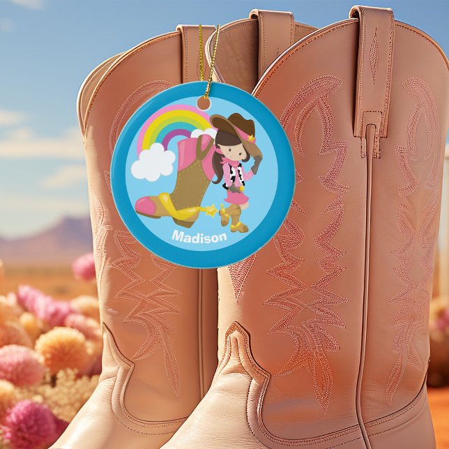 Custom Cute Cowgirl Ceramic Tree Decoration (Creator Uploaded)