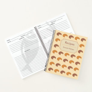 Custom Cute Croissant Recipe Book Spiral Notebook