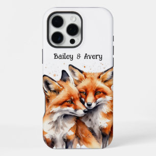 Custom Cute Cuddling Foxes Fox Couple Love Animals iPhone 16 Pro Max Case