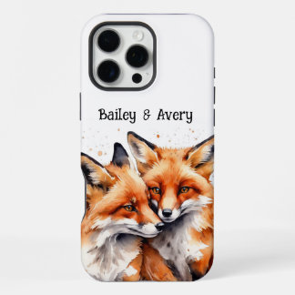 Custom Cute Cuddling Foxes Fox Couple Love Animals iPhone 16 Pro Max Case
