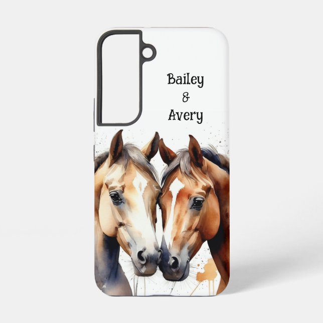 Custom Cute Cuddling Horses Couple Love Animals Samsung Galaxy S22 Case (Back)