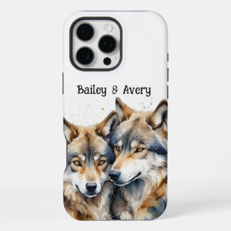 Custom Cute Cuddling Wolves Couple Love Animals iPhone 16 Pro Max Case