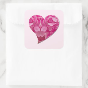 Custom Cute Dancing Heart Pink Hydrangea Flower  Square Sticker
