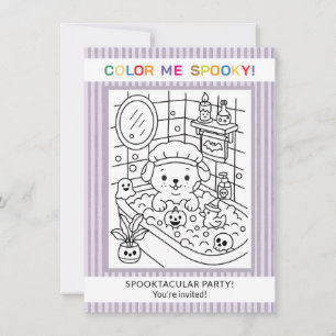 Custom Cute Dog Bath Halloween Colouring Invitatio Invitation