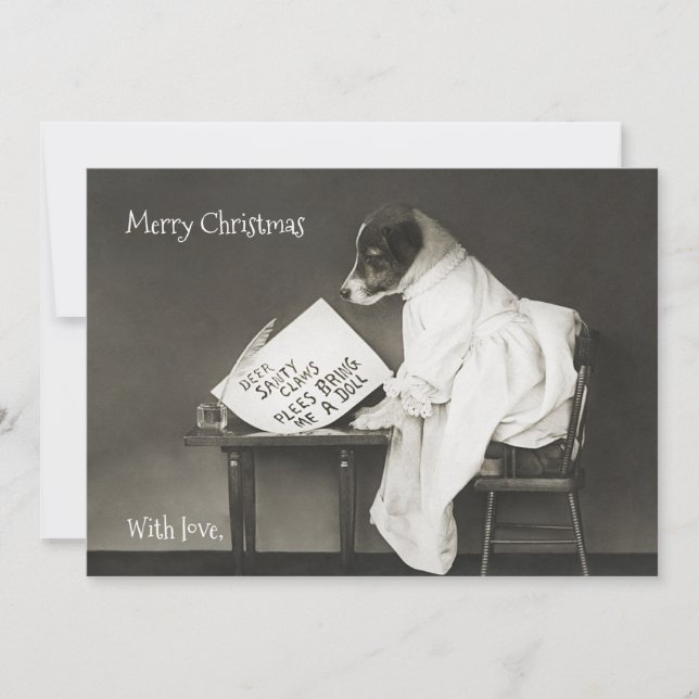 Custom Cute Dog Modern Christmas Holiday  Card (Front)