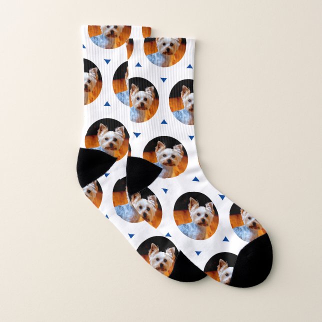 Custom Cute Dog or Your Pet Photo Pattern White Socks (Pair)