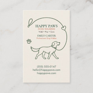 Custom Cute Dog Walking Sitting Service Business Card