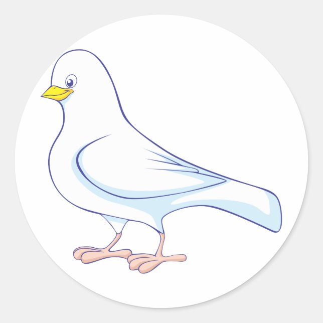 Custom Cute Dove Cartoon Logo Classic Round Sticker (Front)