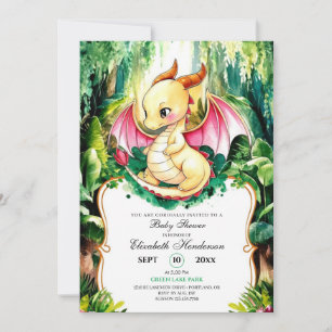 Custom Cute Dragon Baby Shower Invitation