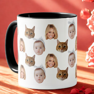 Custom Cute Family Face 3 Photos Mug