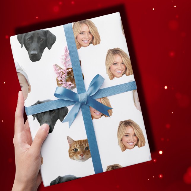 Custom Cute Family Face 4 Photos Wrapping Paper (Creator Uploaded)