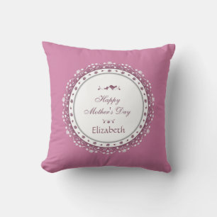 Custom Cute Floral White Purple Mother's Day Cushion