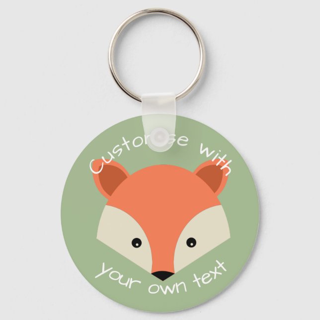 Custom Cute Fox Face Key Ring (Front)