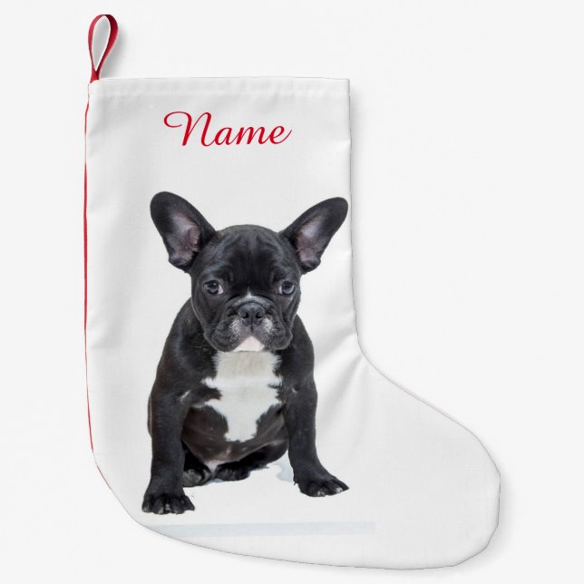 Custom Cute French Bulldog Puppy Small Christmas Stocking (Front)