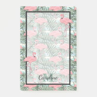 Custom Cute Fun Pink Flamingoes Palm Leafs Pattern