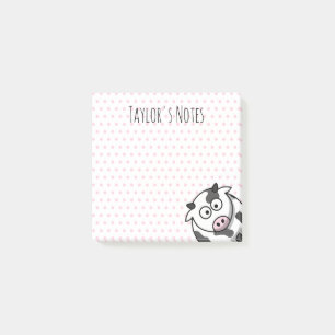 Custom Cute Funny Cartoon Cow Post-it Notes