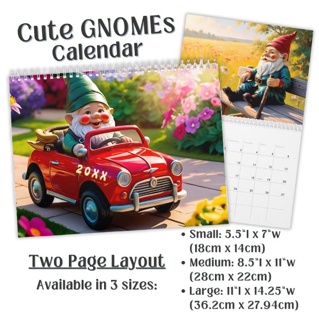 Custom Cute Garden Gnome Art  Calendar (Creator Uploaded)